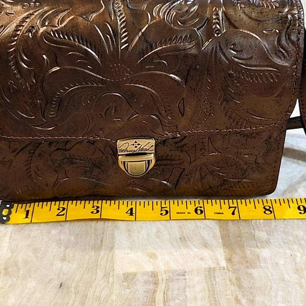 Patricia Nash Bronze Brown Tooled Crossbody NWOT - Picture 12 of 15